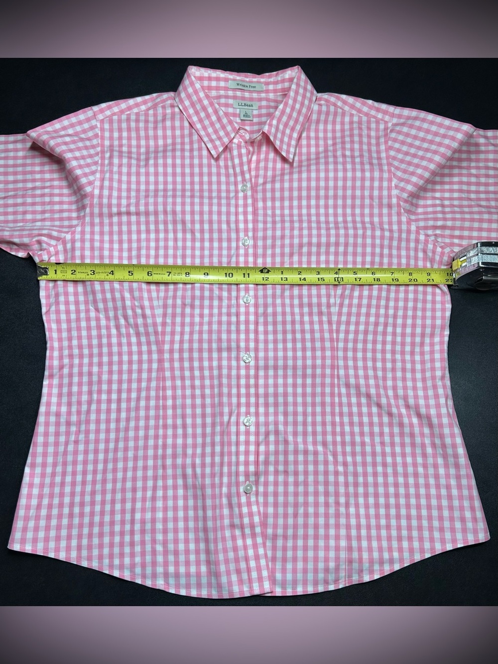 L.L.Bean Women’s Size L Pink & White Gingham Button Up Shirt - Picture 4 of 4
